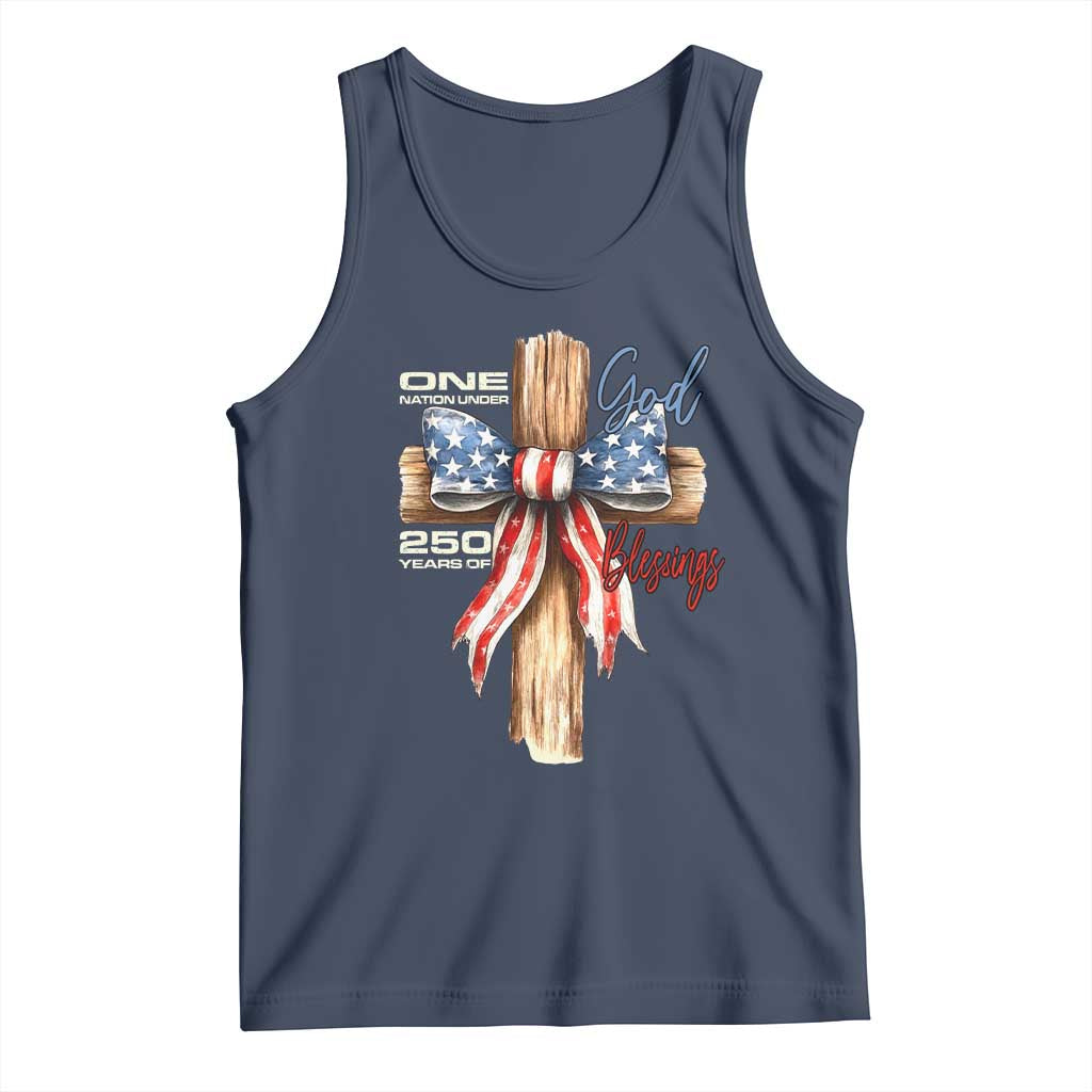 250 Years America Tank Top Coquette Bow Cross American 4th Of July 250th Anniversary TS10 Navy Print Your Wear