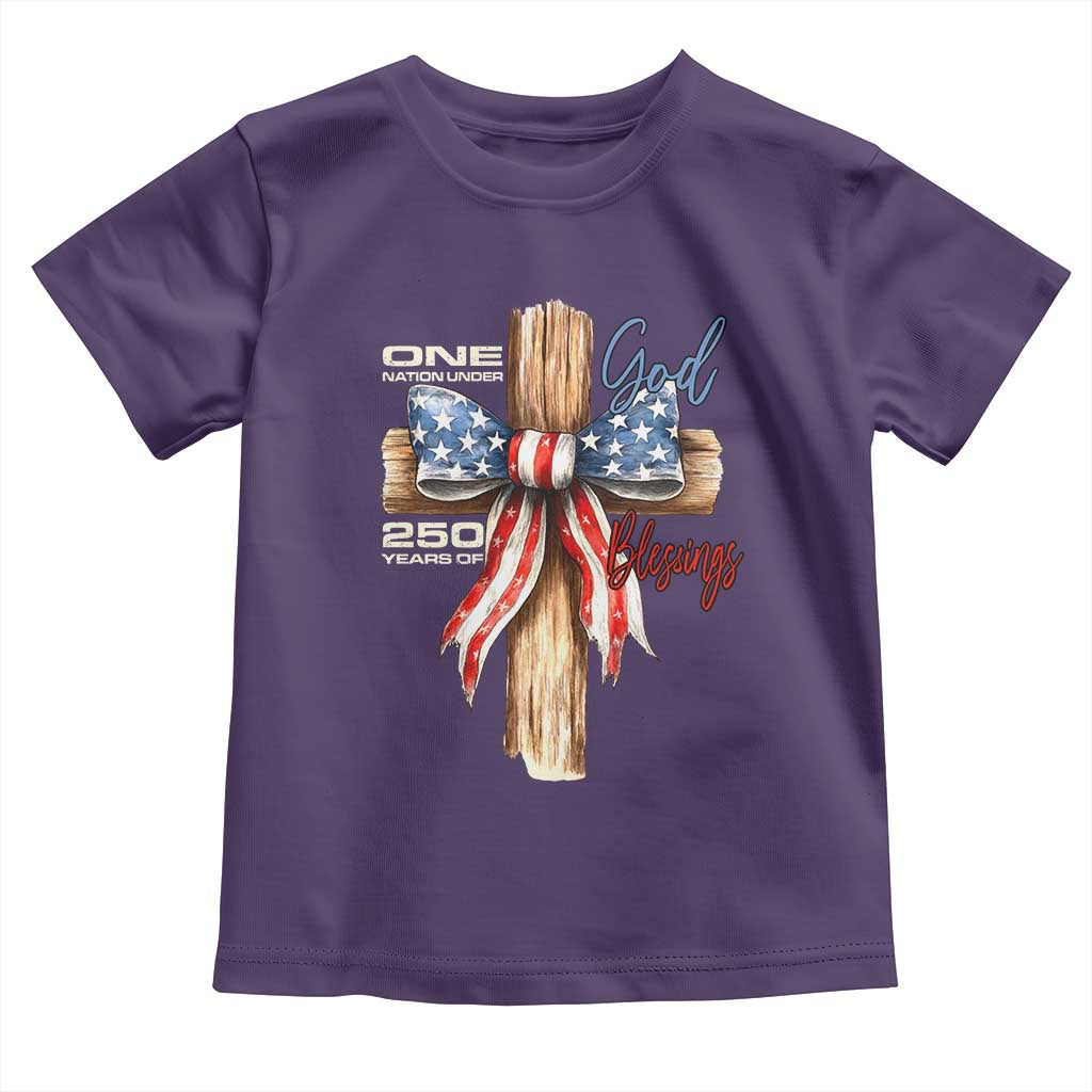 250 Years America Toddler T Shirt Coquette Bow Cross American 4th Of July 250th Anniversary TS10 Purple Print Your Wear