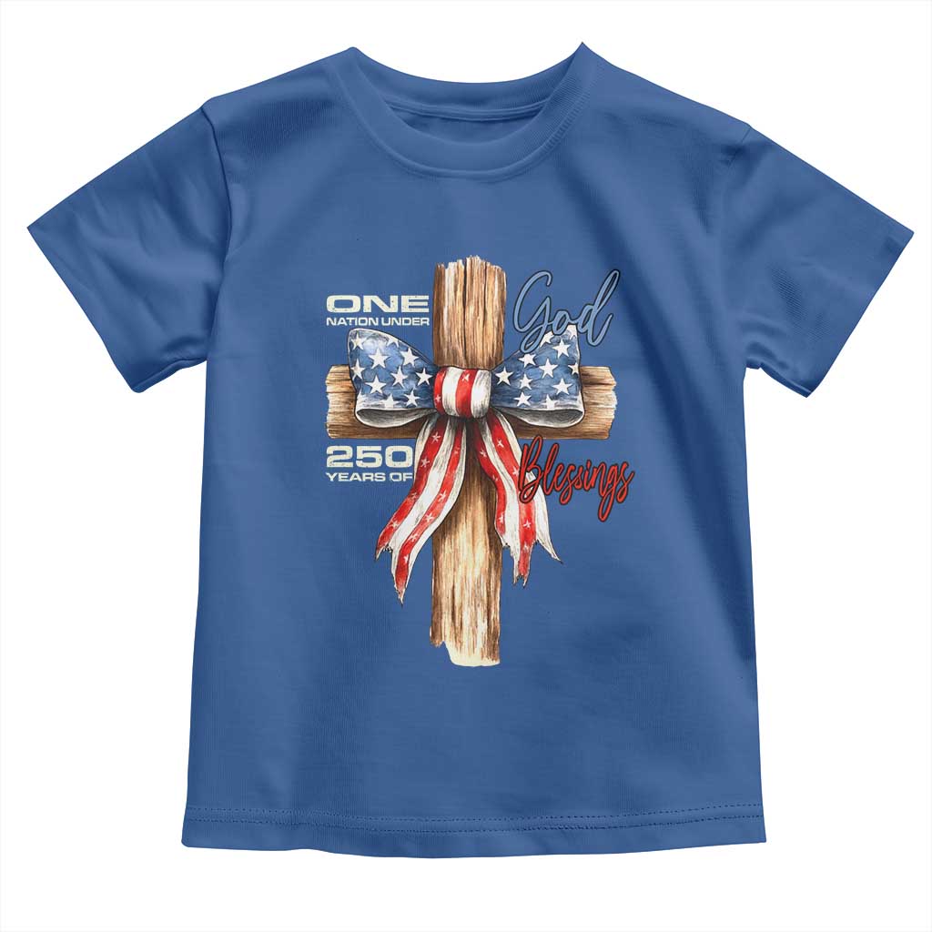 250 Years America Toddler T Shirt Coquette Bow Cross American 4th Of July 250th Anniversary TS10 Royal Blue Print Your Wear