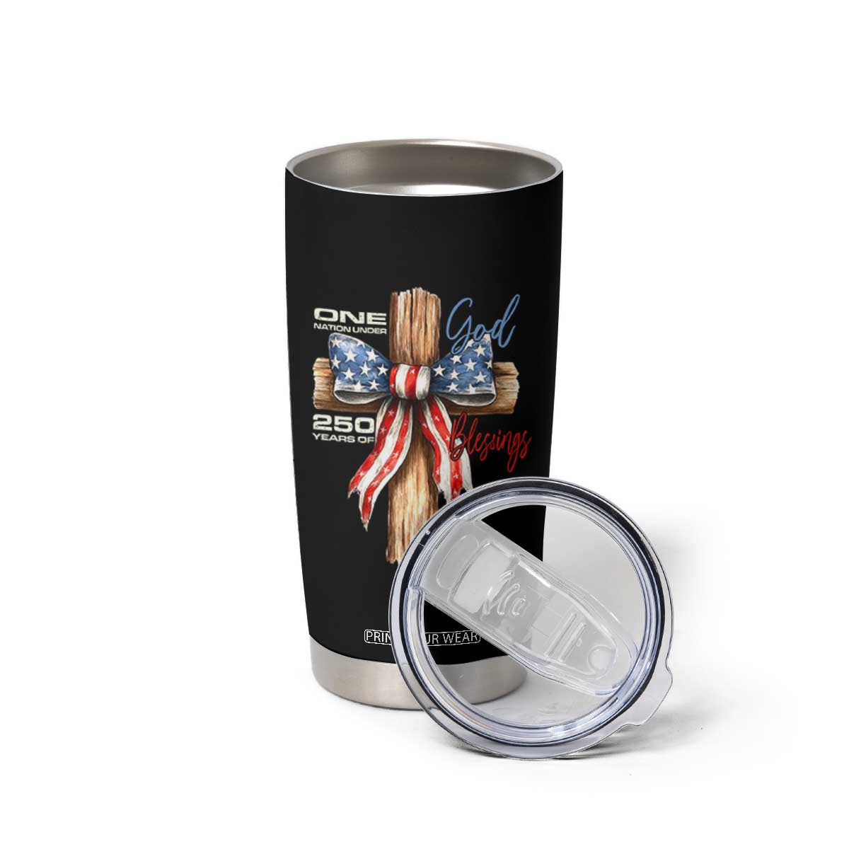 250 Years America Tumbler Cup Coquette Bow Cross American 4th Of July 250th Anniversary TS10 Print Your Wear