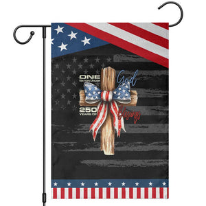 250 Years America Garden Flag Coquette Bow Cross American 4th Of July 250th Anniversary TS10 Distressed Black Blue Print Your Wear