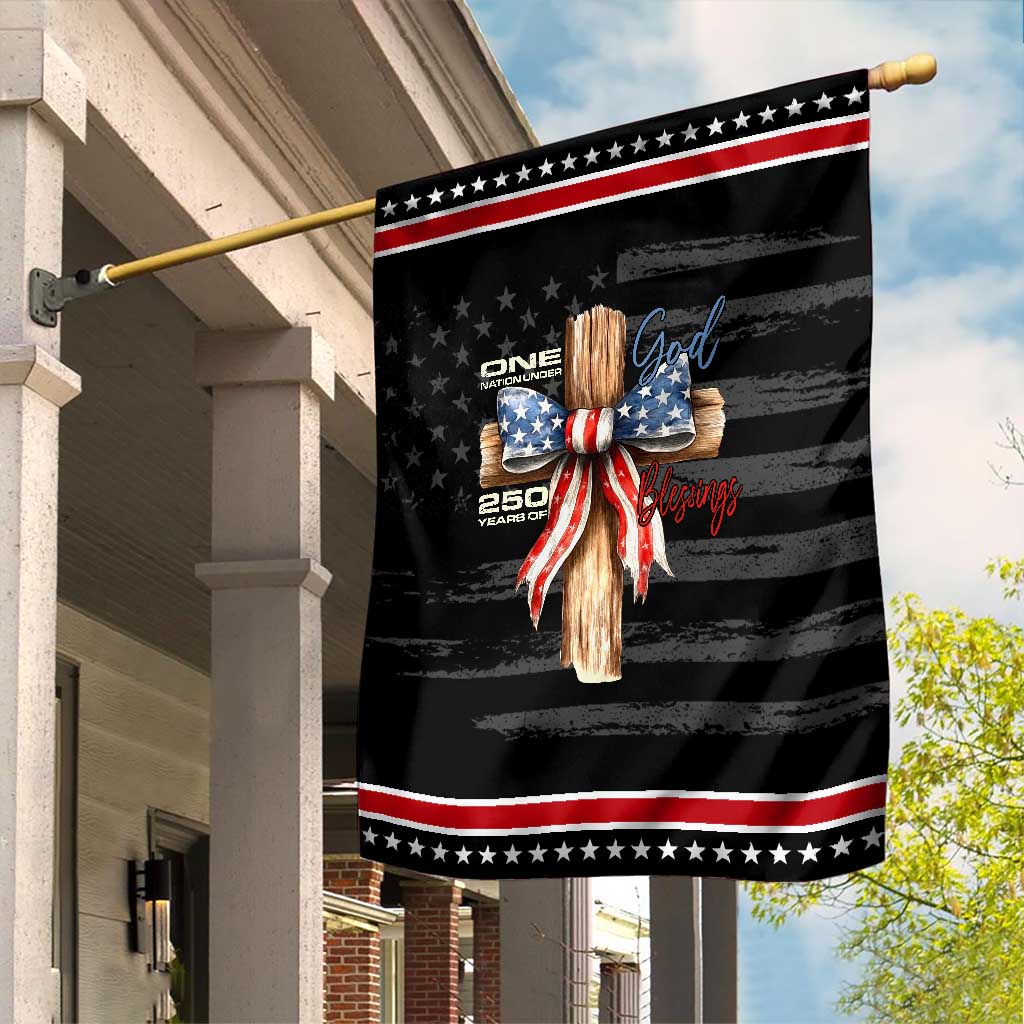 250 Years America Garden Flag Coquette Bow Cross American 4th Of July 250th Anniversary TS10 Distressed Black Red Print Your Wear
