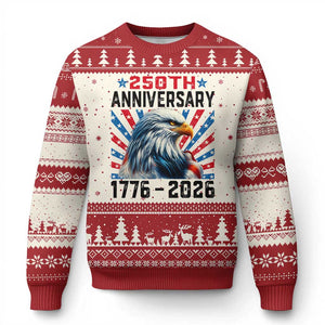 Eagle Flag America 250 Ugly Christmas Sweater 1776-2026 250th Birthday TS10 Beige Red Print Your Wear