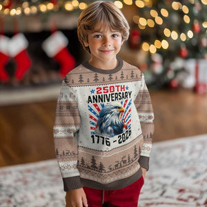 Eagle Flag America 250 Ugly Christmas Sweater 1776-2026 250th Birthday TS10 Mocha Mousse Print Your Wear