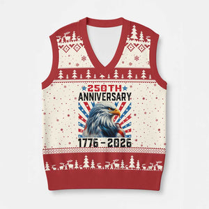 Eagle Flag America 250 V-Neck Knit Sweater Vest 1776-2026 250th Birthday TS10 Beige Red Print Your Wear