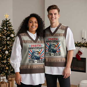Eagle Flag America 250 V-Neck Knit Sweater Vest 1776-2026 250th Birthday TS10 Mocha Mousse Print Your Wear