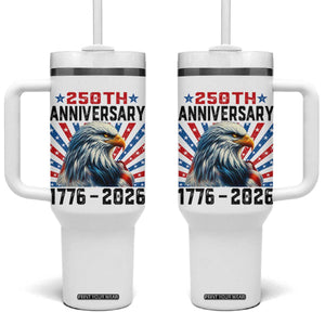 Eagle Flag America 250 Tumbler With Handle 1776-2026 250th Birthday TS10 One Size: 40 oz White Print Your Wear