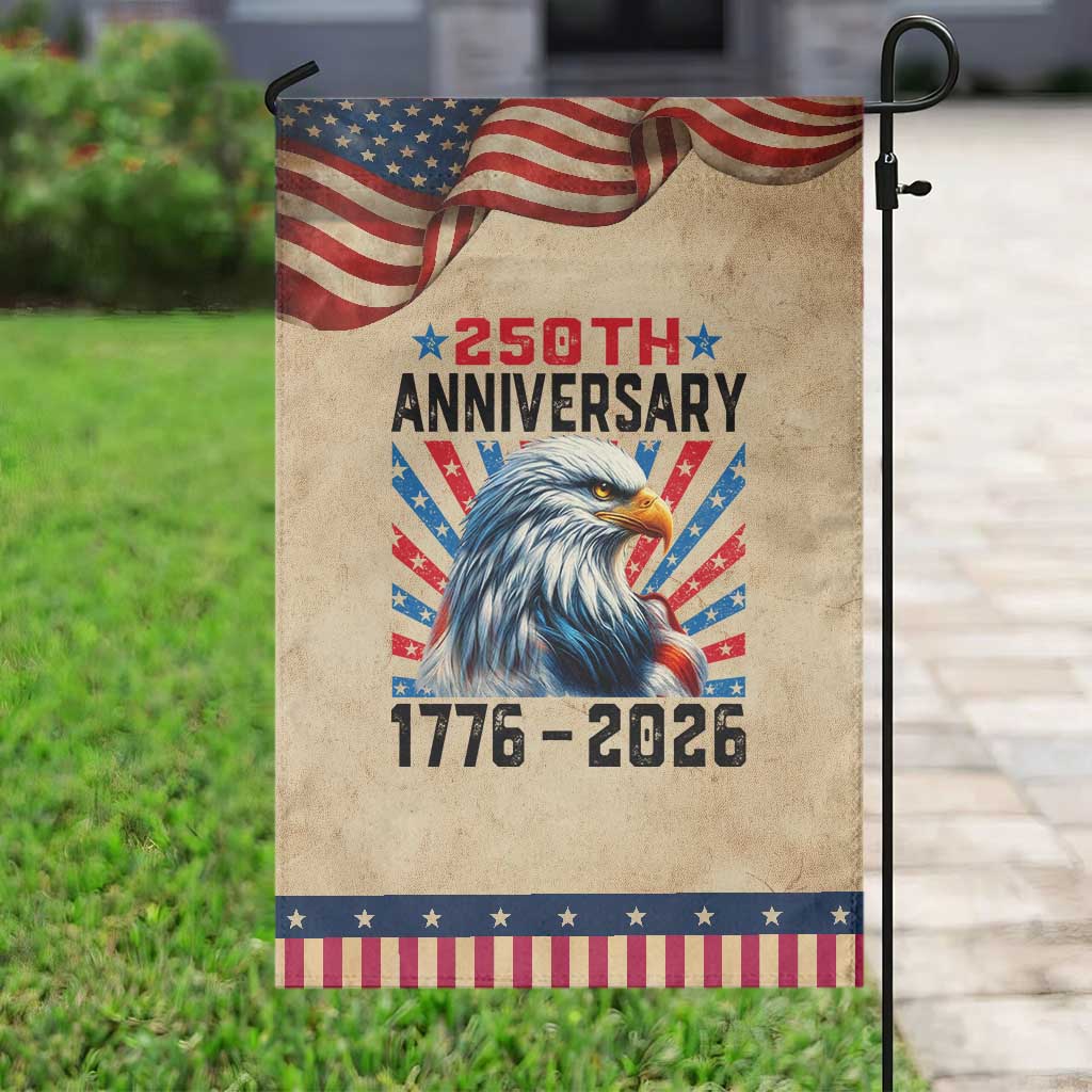 Eagle Flag America 250 Garden Flag 1776-2026 250th Birthday TS10 Vintage Rustic Tan Navy Print Your Wear