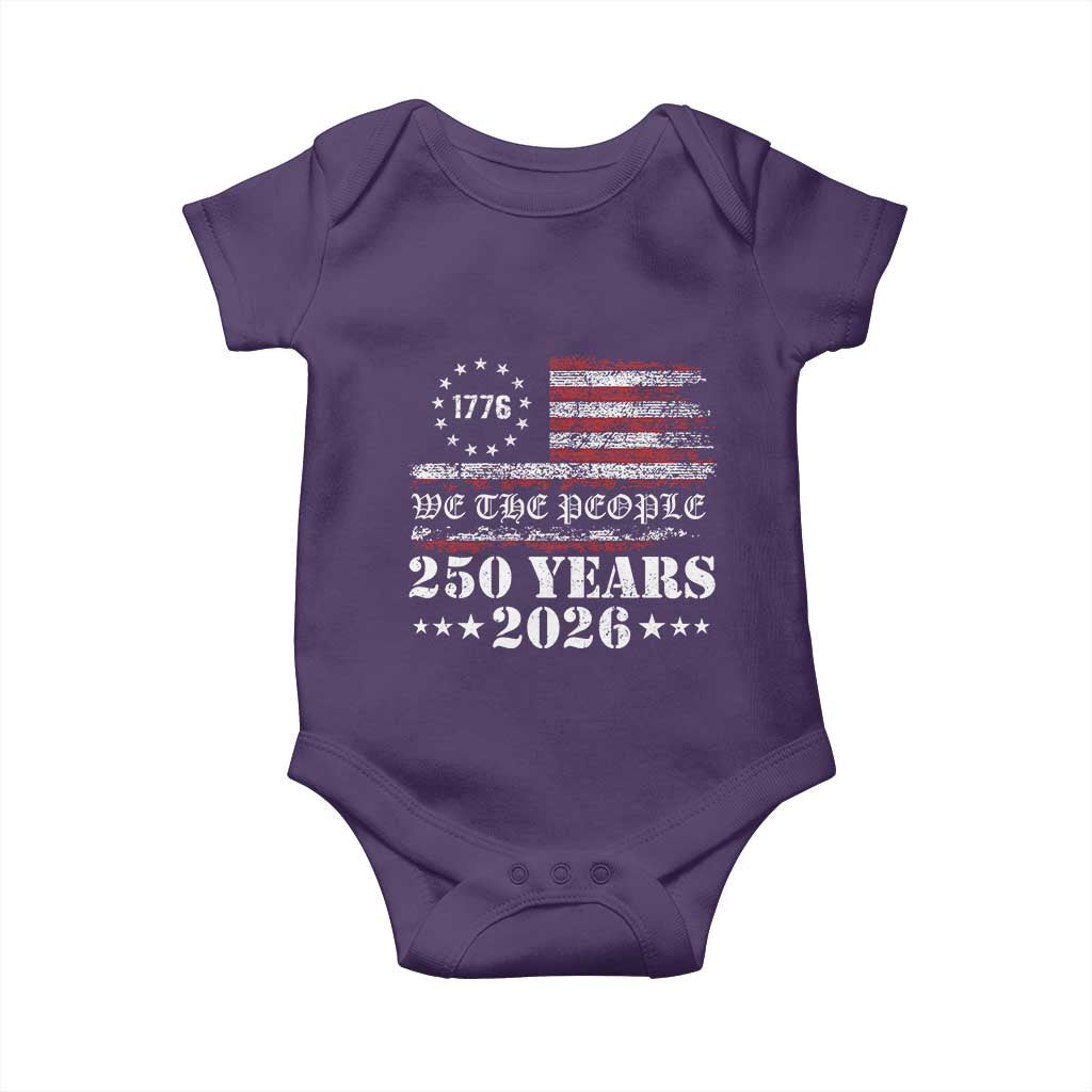 250 Years America Flag Baby Onesie USA 250th Anniversary Patriotic We The People 1776 2026 TS10 Purple Print Your Wear