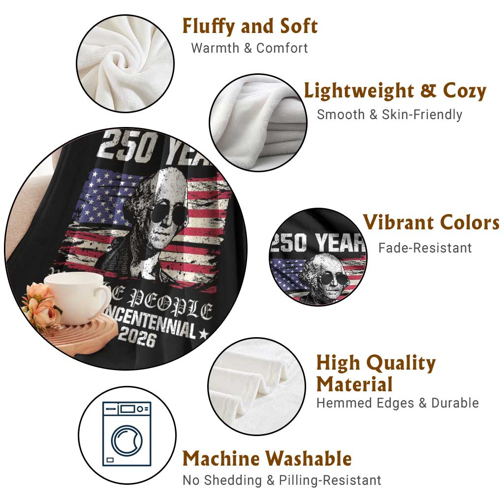 250 Years America Flag Throw Blanket George Washington 1776 2026 USA 250th Anniversary Patriotic TS10 Print Your Wear