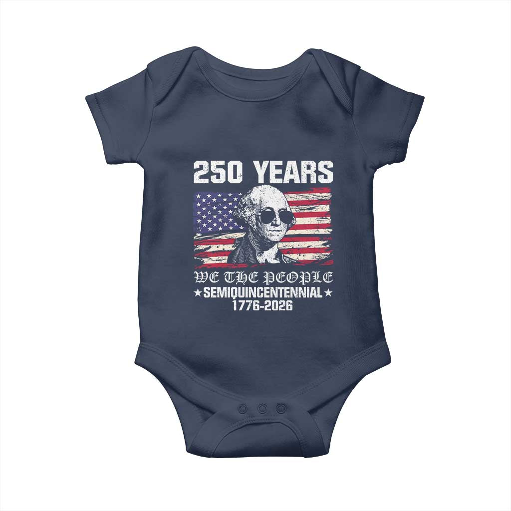 250 Years America Flag Baby Onesie George Washington 1776 2026 USA 250th Anniversary Patriotic TS10 Navy Print Your Wear
