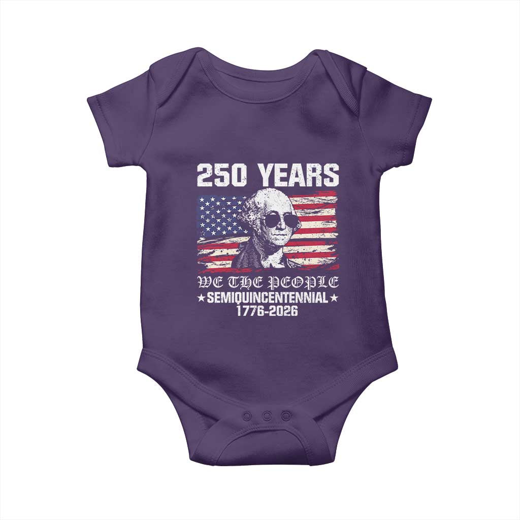 250 Years America Flag Baby Onesie George Washington 1776 2026 USA 250th Anniversary Patriotic TS10 Purple Print Your Wear
