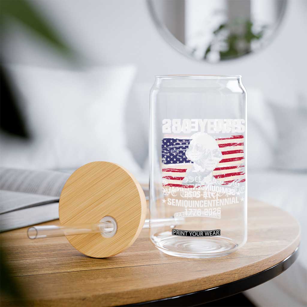 250 Years America Flag Glass Can George Washington 1776 2026 USA 250th Anniversary Patriotic TS10 Print Your Wear