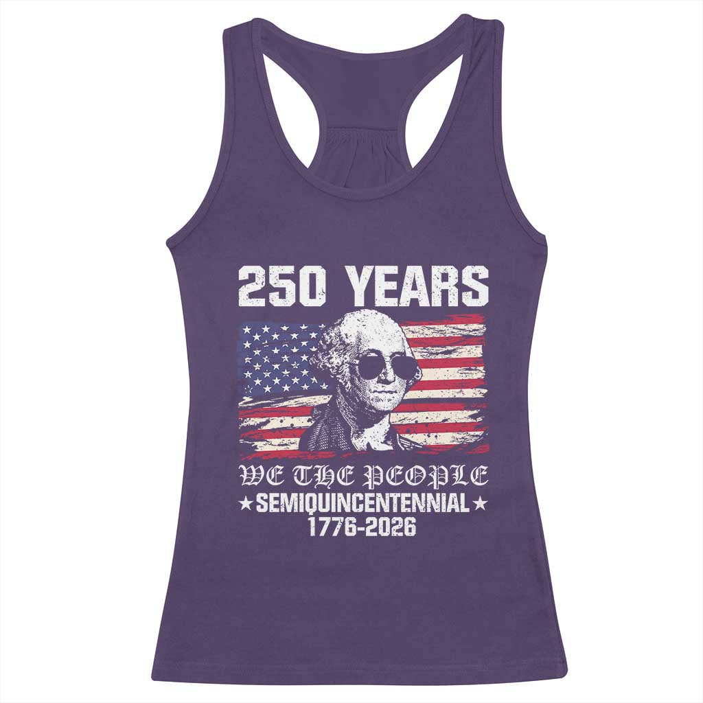 250 Years America Flag Racerback Tank Top George Washington 1776 2026 USA 250th Anniversary Patriotic TS10 Purple Print Your Wear