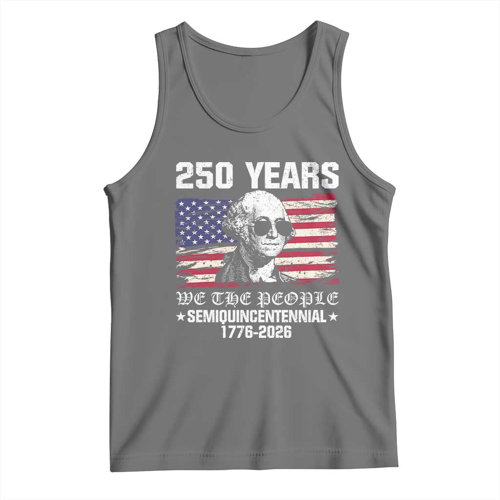 250 Years America Flag Tank Top George Washington 1776 2026 USA 250th Anniversary Patriotic TS10 Black Heather Print Your Wear