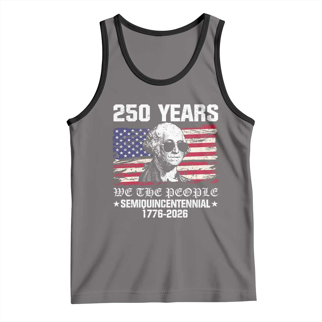 250 Years America Flag Tank Top George Washington 1776 2026 USA 250th Anniversary Patriotic TS10 Deep Heather Black Print Your Wear