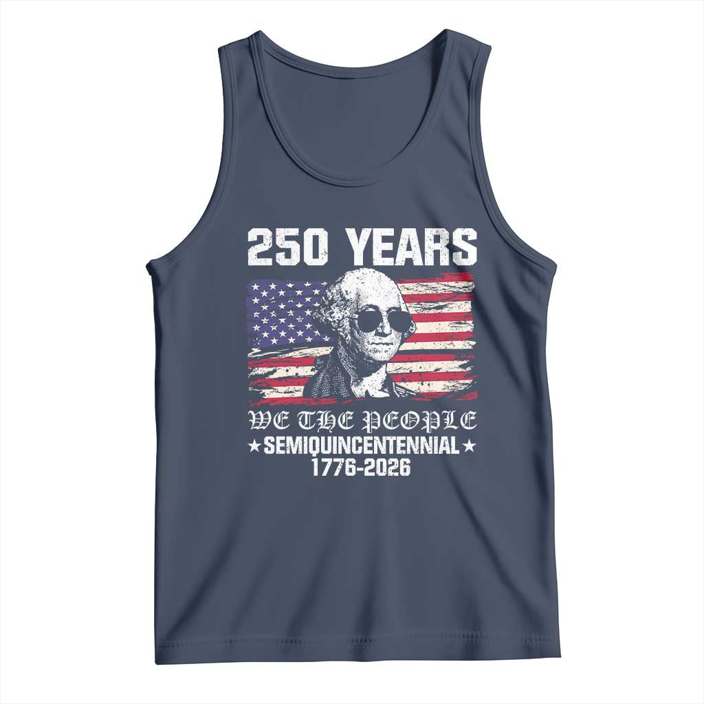 250 Years America Flag Tank Top George Washington 1776 2026 USA 250th Anniversary Patriotic TS10 Navy Print Your Wear