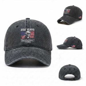 250 Years America Flag Washed Cotton Baseball Cap George Washington 1776 2026 USA 250th Anniversary Patriotic TS10 Washed Cap Universal Fit Dark Gray Print Your Wear