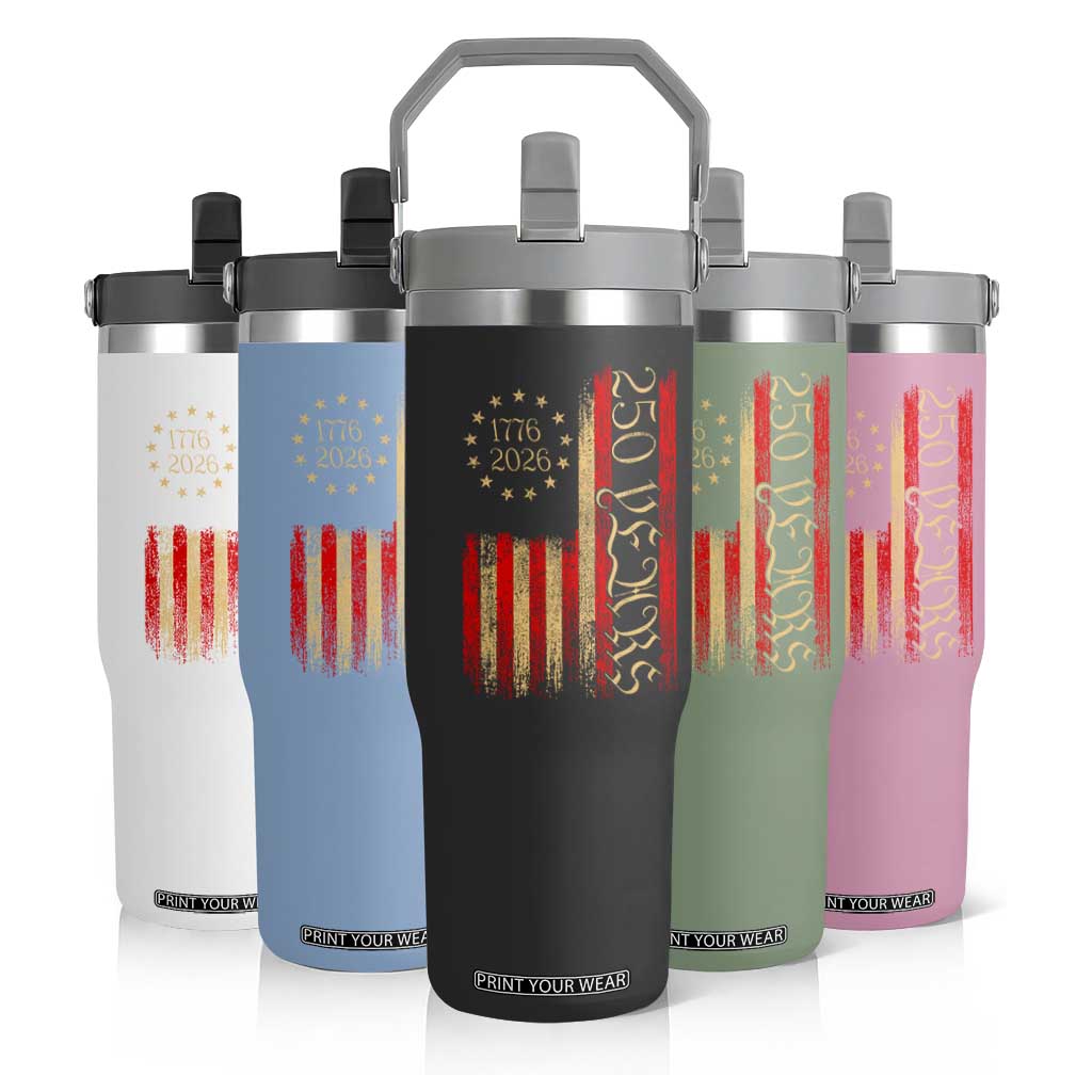 250 Years America Flag Flip Straw Tumbler 250th Anniversary USA TS10 Print Your Wear