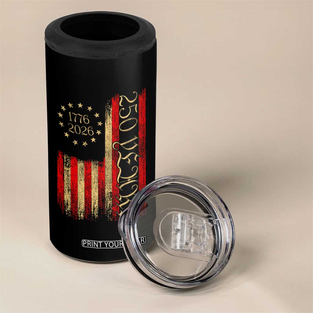 250 Years America Flag 4 in 1 Can Cooler Tumbler 250th Anniversary USA TS10 Print Your Wear