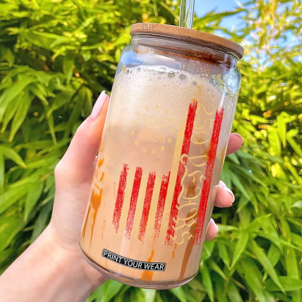 250 Years America Flag Glass Can 250th Anniversary USA TS10 Black Print Your Wear