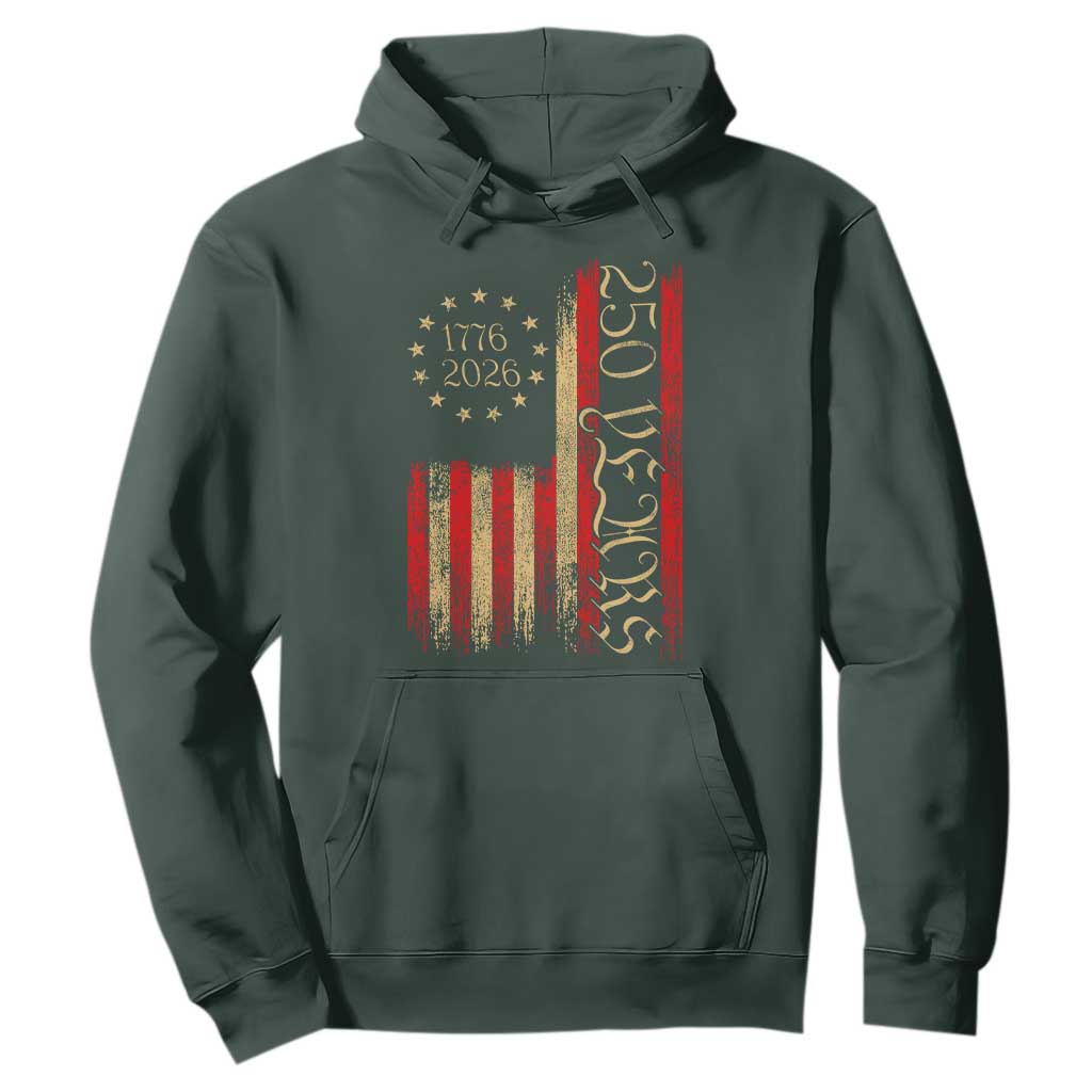 250 Years America Flag Hoodie 250th Anniversary USA TS10 Dark Forest Green Print Your Wear