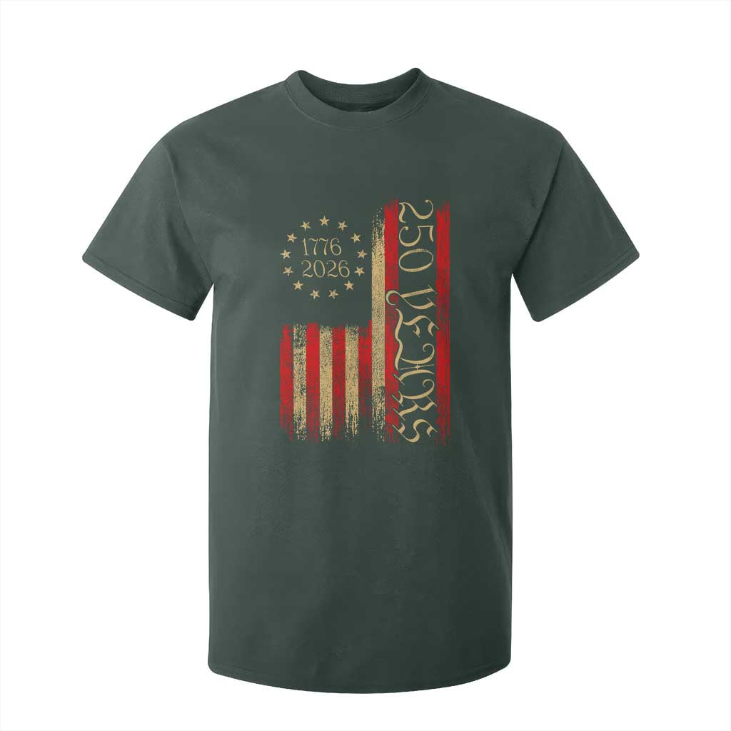250 Years America Flag T Shirt For Kid 250th Anniversary USA TS10 Dark Forest Green Print Your Wear