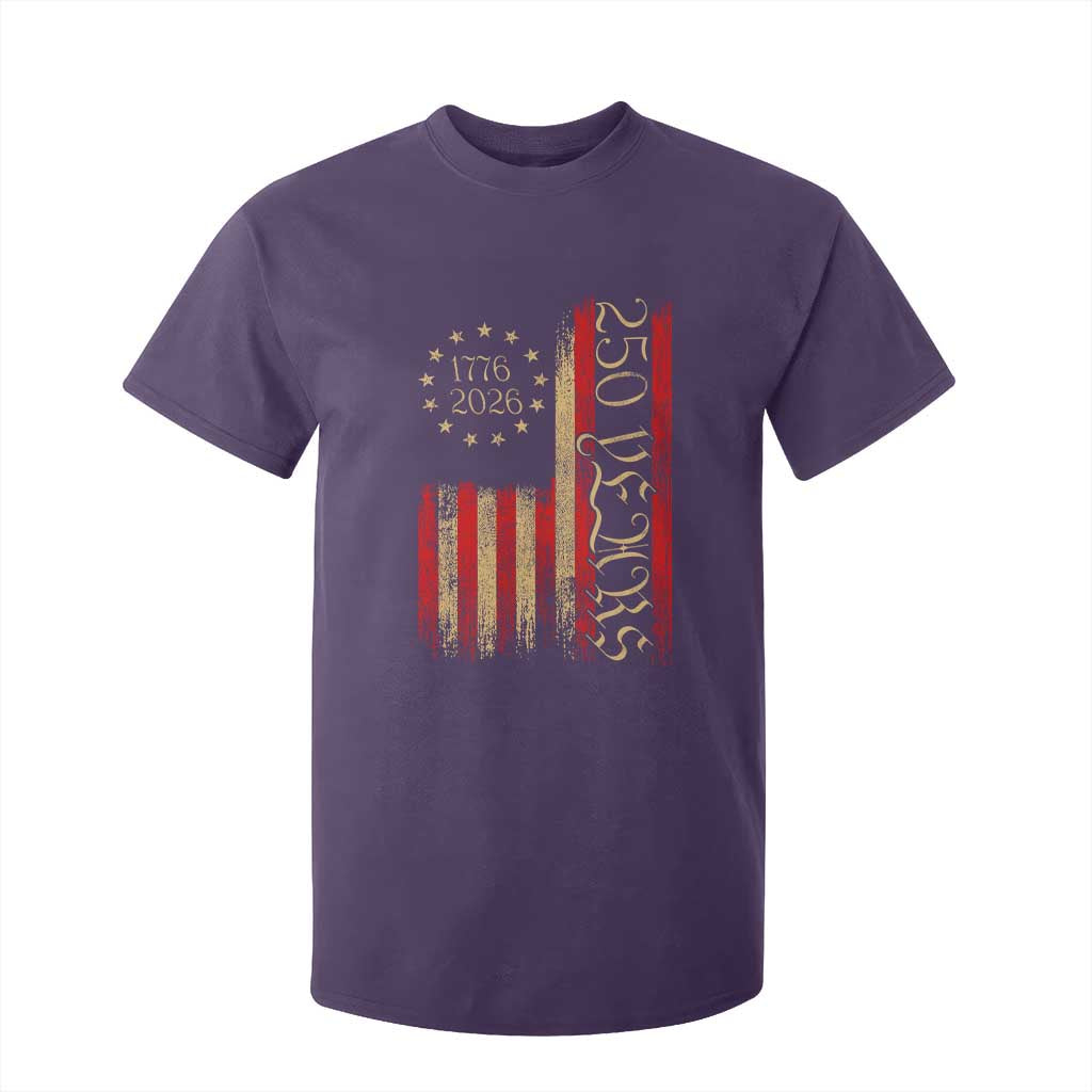 250 Years America Flag T Shirt For Kid 250th Anniversary USA TS10 Purple Print Your Wear
