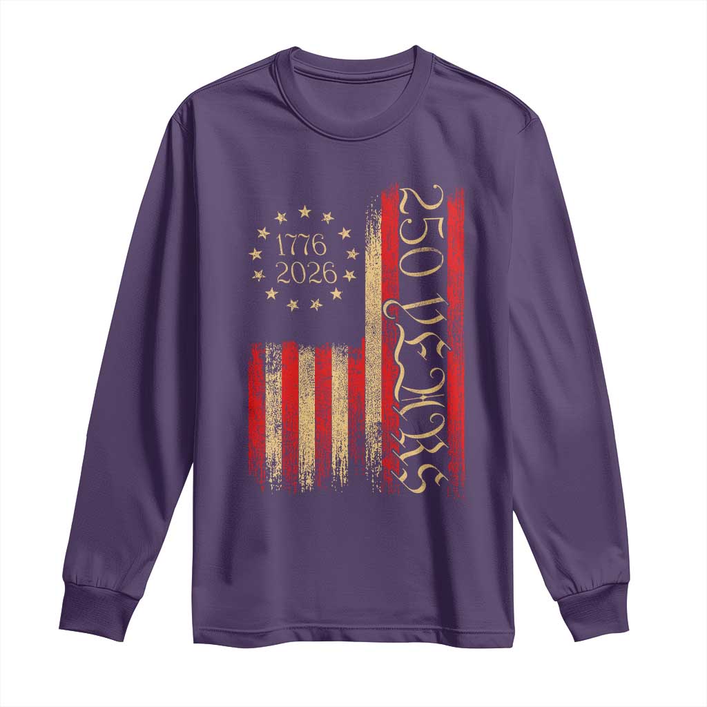 250 Years America Flag Long Sleeve Shirt 250th Anniversary USA TS10 Purple Print Your Wear