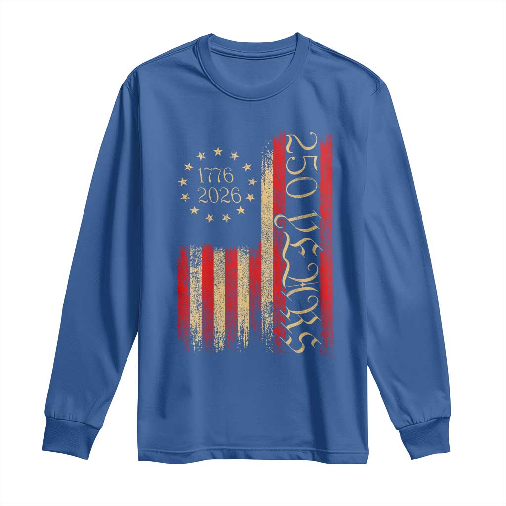 250 Years America Flag Long Sleeve Shirt 250th Anniversary USA TS10 Royal Blue Print Your Wear