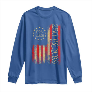 250 Years America Flag Long Sleeve Shirt 250th Anniversary USA TS10 Royal Blue Print Your Wear