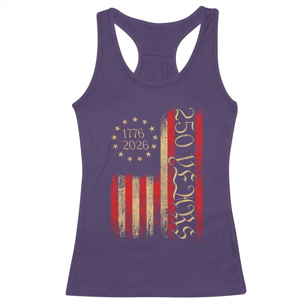 250 Years America Flag Racerback Tank Top - 250th Anniversary USA Patriotic 1776 2026 Tee TS10 Purple Print Your Wear