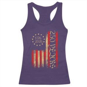 250 Years America Flag Racerback Tank Top - 250th Anniversary USA Patriotic 1776 2026 Tee TS10 Purple Print Your Wear