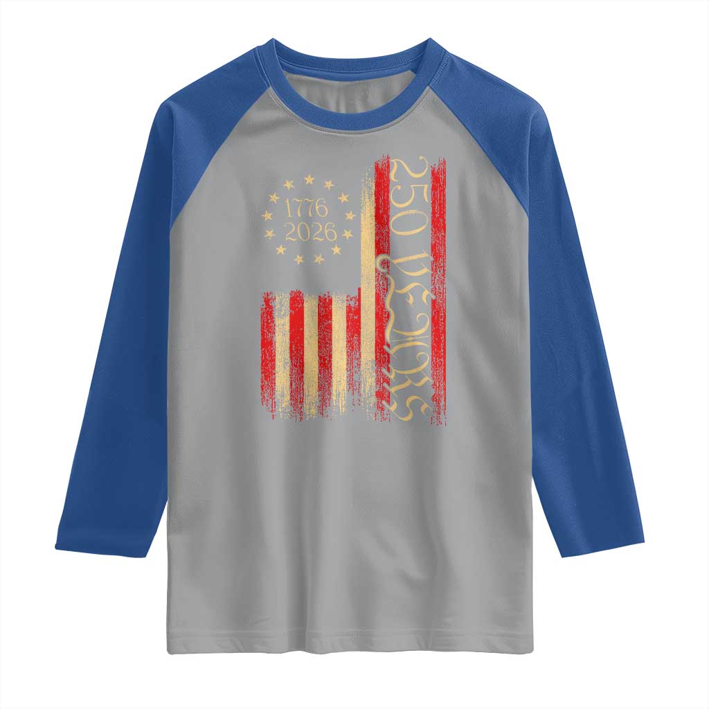 250 Years America Flag Raglan Shirt 250th Anniversary USA TS10 Sport Gray Royal Print Your Wear