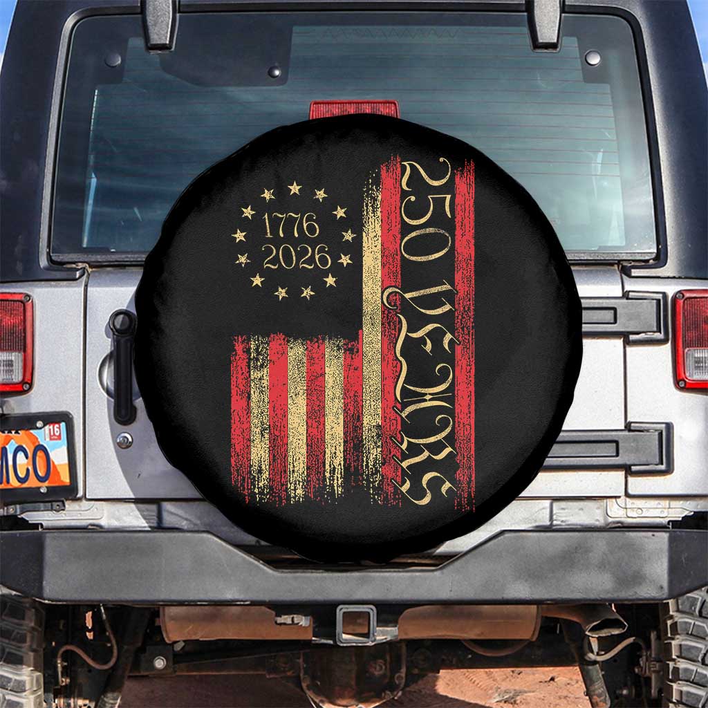 250 Years America Flag Spare Tire Cover 250th Anniversary USA TS10 No hole Black Print Your Wear