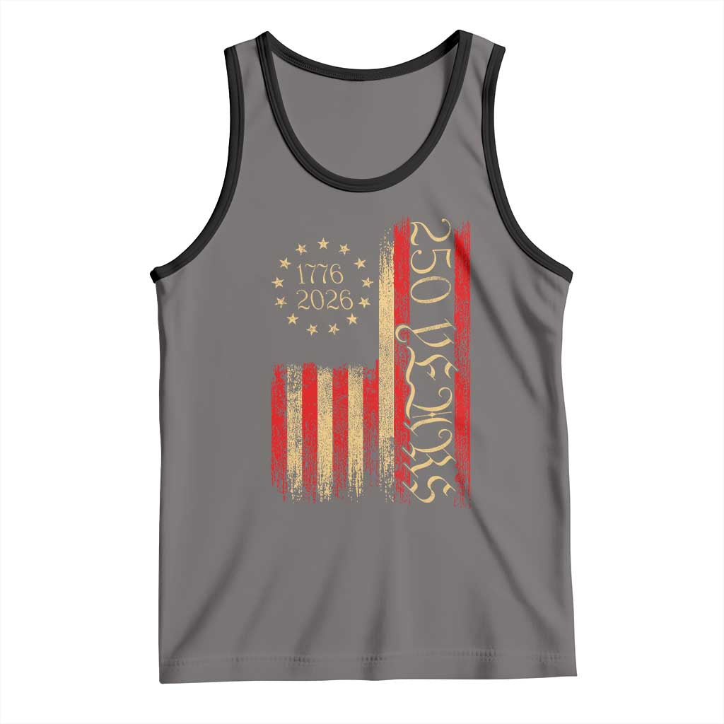 250 Years America Flag Tank Top 250th Anniversary USA TS10 Deep Heather Black Print Your Wear