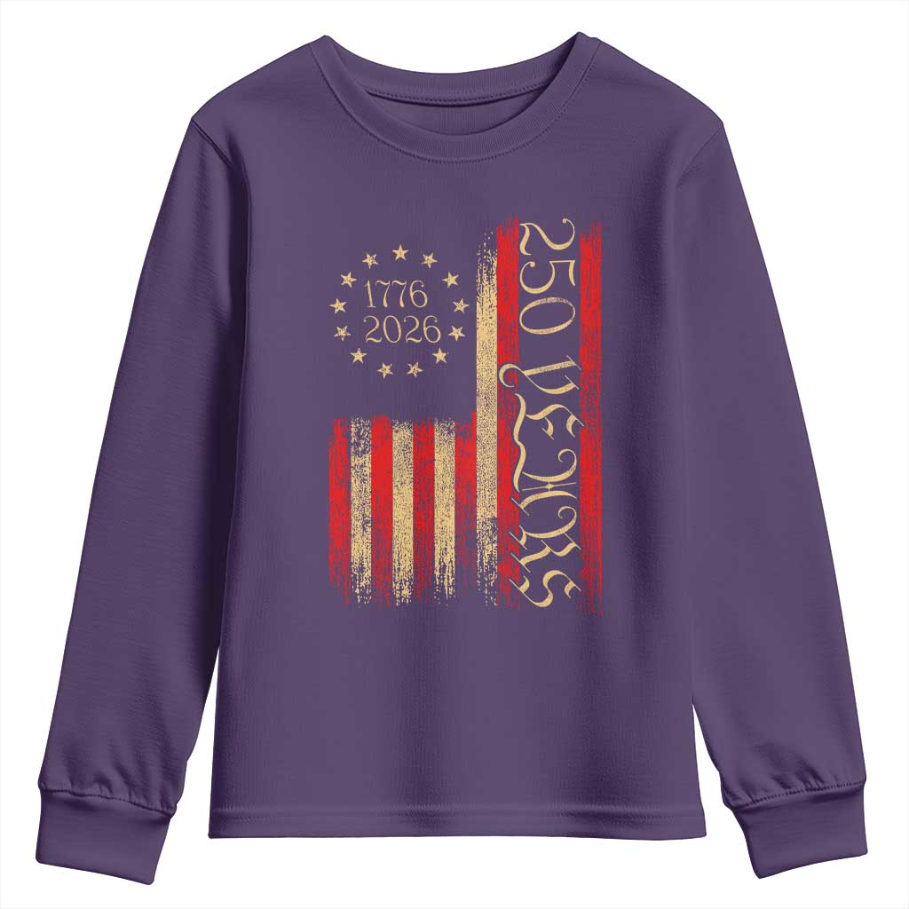 250 Years America Flag Youth Sweatshirt 250th Anniversary USA TS10 Purple Print Your Wear