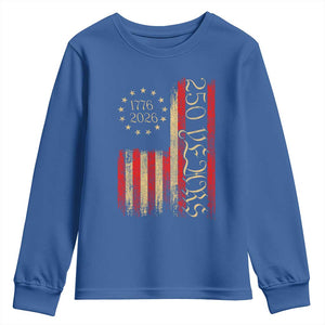 250 Years America Flag Youth Sweatshirt 250th Anniversary USA TS10 Royal Blue Print Your Wear