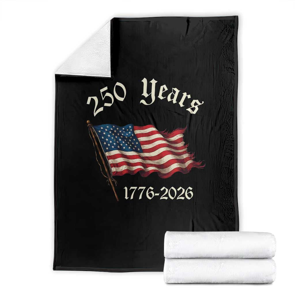 250 Years America Anniversary Throw Blanket Retro 250th Independence Day Freedom USA Flag TS10 Black Print Your Wear