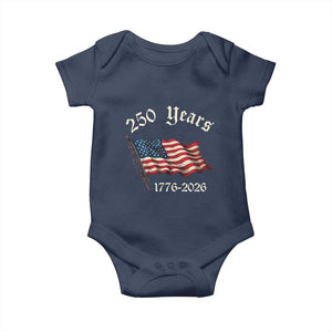 250 Years America Anniversary Baby Onesie Retro 250th Independence Day Freedom USA Flag TS10 Navy Print Your Wear