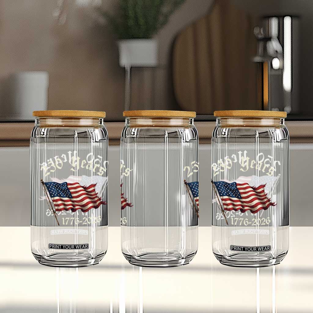 250 Years America Anniversary Glass Can Retro 250th Independence Day Freedom USA Flag TS10 Print Your Wear