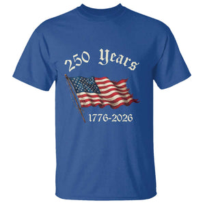 250 Years America Anniversary T Shirt Retro 250th Independence Day Freedom USA Flag TS10 Royal Blue Print Your Wear