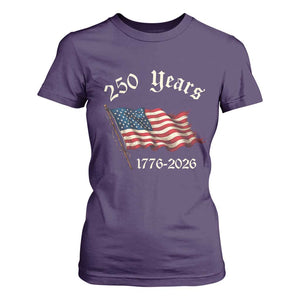 250 Years America Anniversary T Shirt For Women Retro 250th Independence Day Freedom USA Flag TS10 Purple Print Your Wear