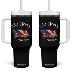 250 Years America Anniversary Tumbler With Handle Retro 250th Independence Day Freedom USA Flag TS10 One Size: 40 oz Black Print Your Wear