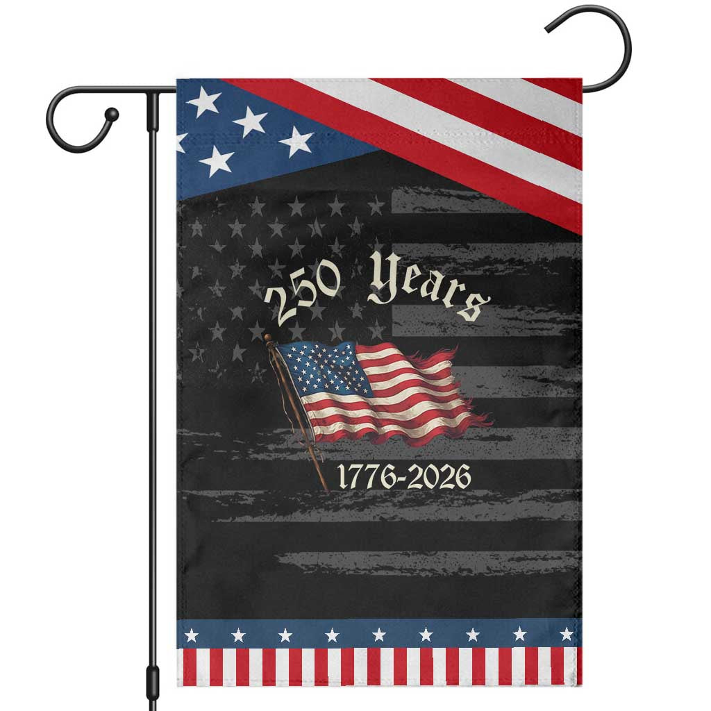 250 Years America Anniversary Garden Flag Retro 250th Independence Day Freedom USA Flag TS10 Distressed Black Blue Print Your Wear