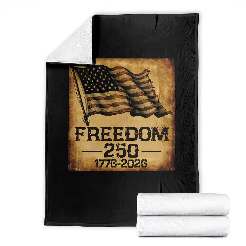 Freedom 250 Years America Throw Blanket Retro Vintage 250th Anniversary USA TS10 Black Print Your Wear