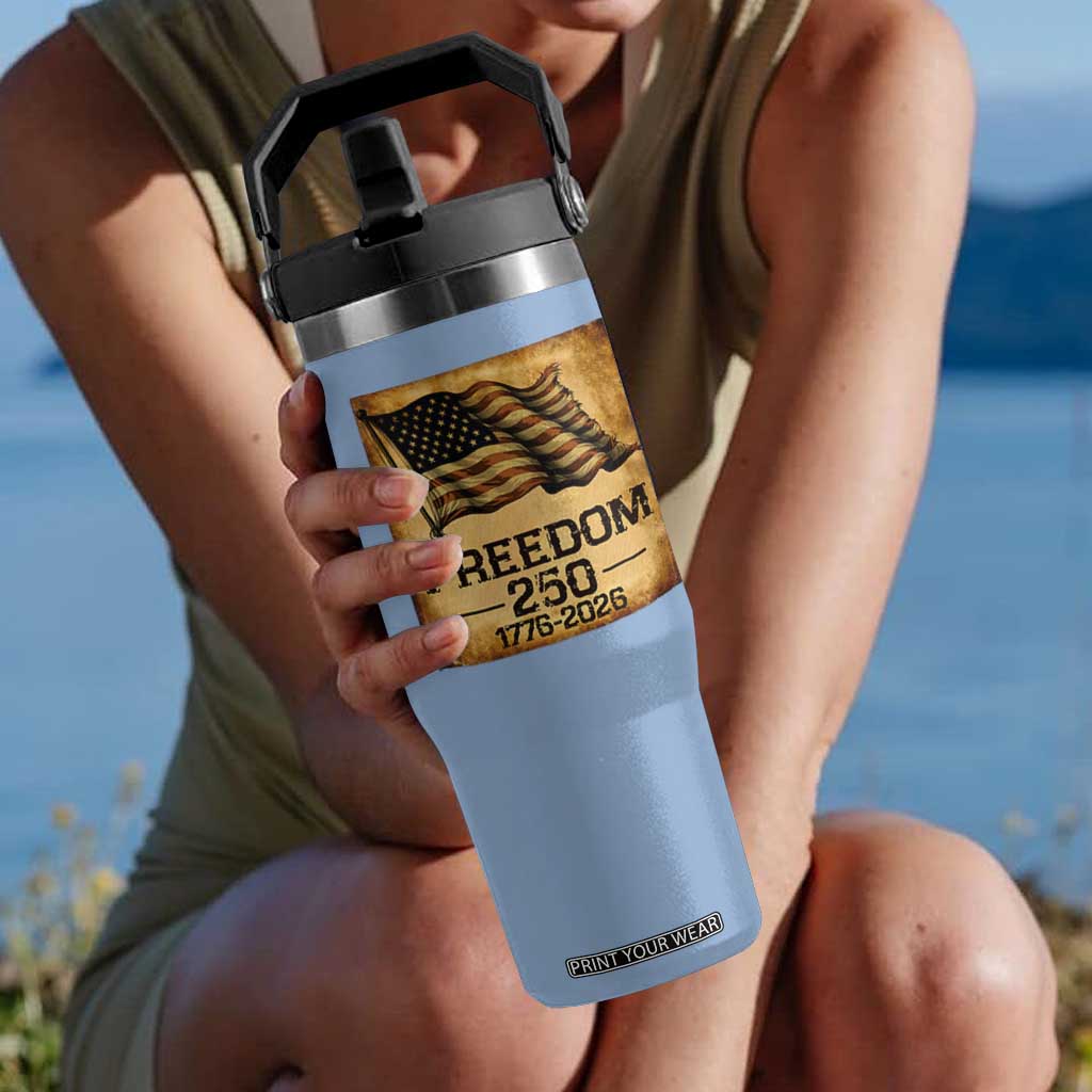 Freedom 250 Years America Flip Straw Tumbler Retro Vintage 250th Anniversary USA TS10 One Size: 30 oz Light Blue Print Your Wear