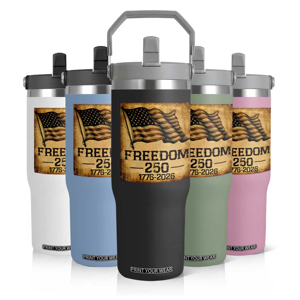 Freedom 250 Years America Flip Straw Tumbler Retro Vintage 250th Anniversary USA TS10 Print Your Wear