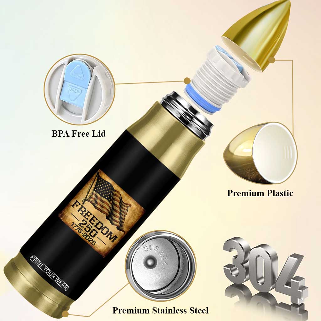 Freedom 250 Years America Bullet Tumbler Retro Vintage 250th Anniversary USA TS10 Print Your Wear