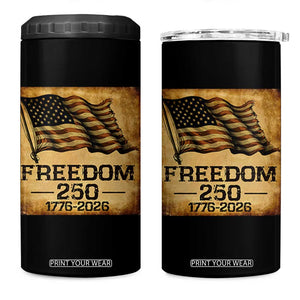 Freedom 250 Years America 4 in 1 Can Cooler Tumbler Retro Vintage 250th Anniversary USA TS10 One Size: 16 oz Black Print Your Wear